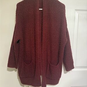 Active USA Maroon Open-Front Cardigan